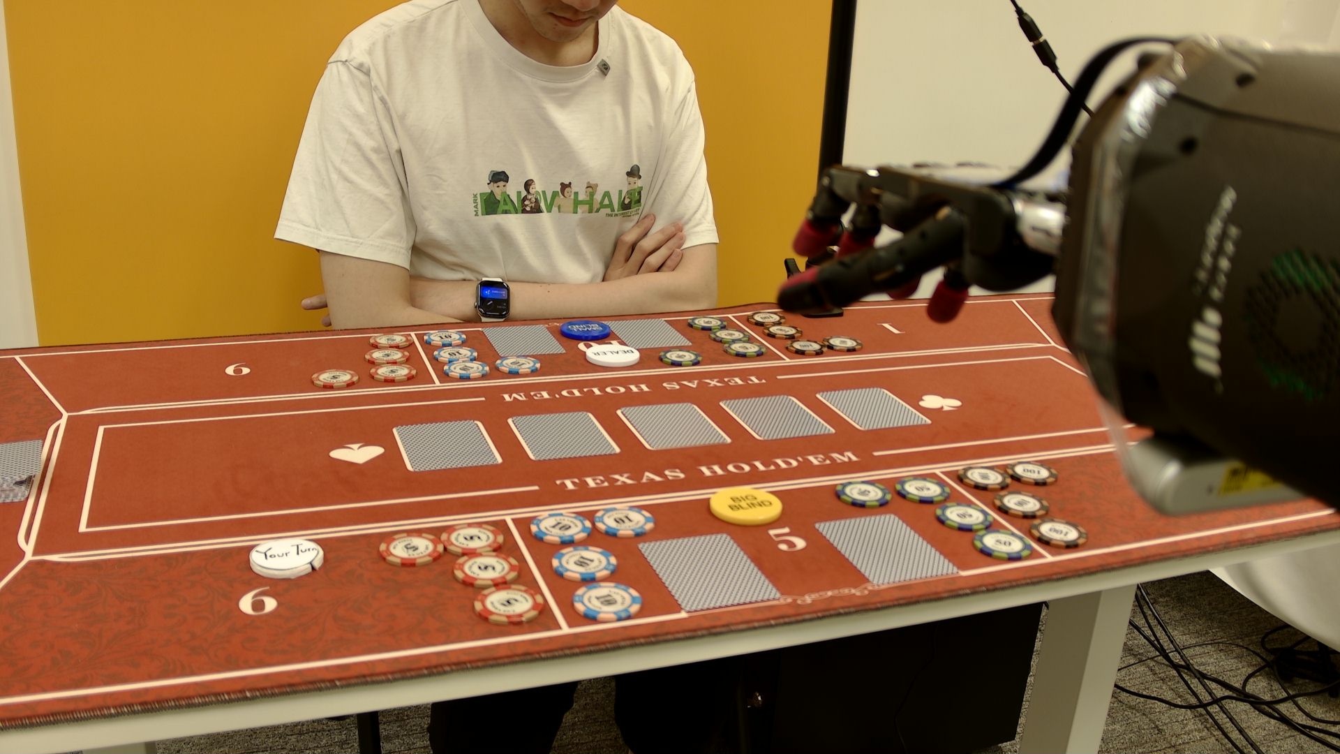 Turn-gate perception problem with blinds, chips, and robot hand